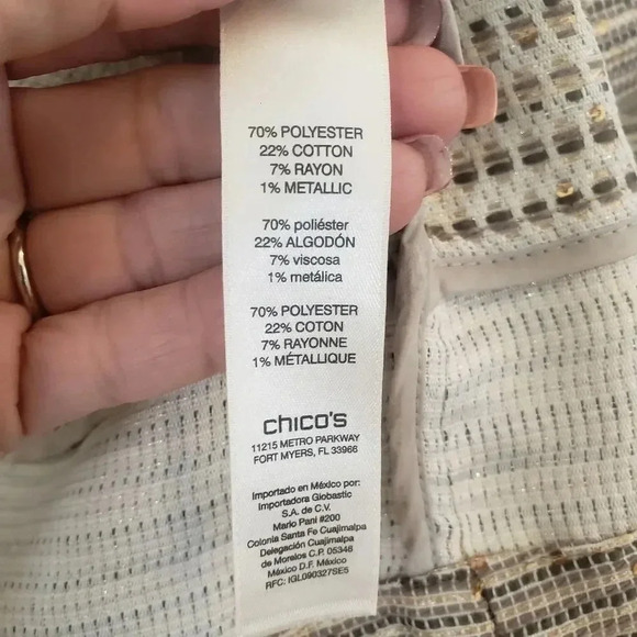 Chico's Tweed Look Neutral Color Jacket w/Sequin - Picture 5 of 7